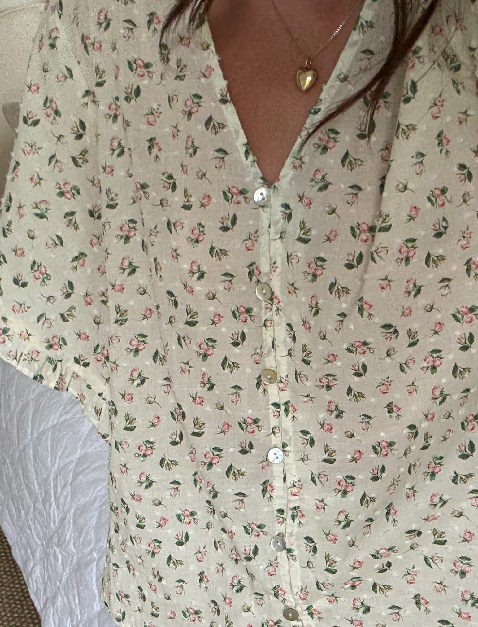 Swiss Dot Short Sleeve Frill Midi Nightgown