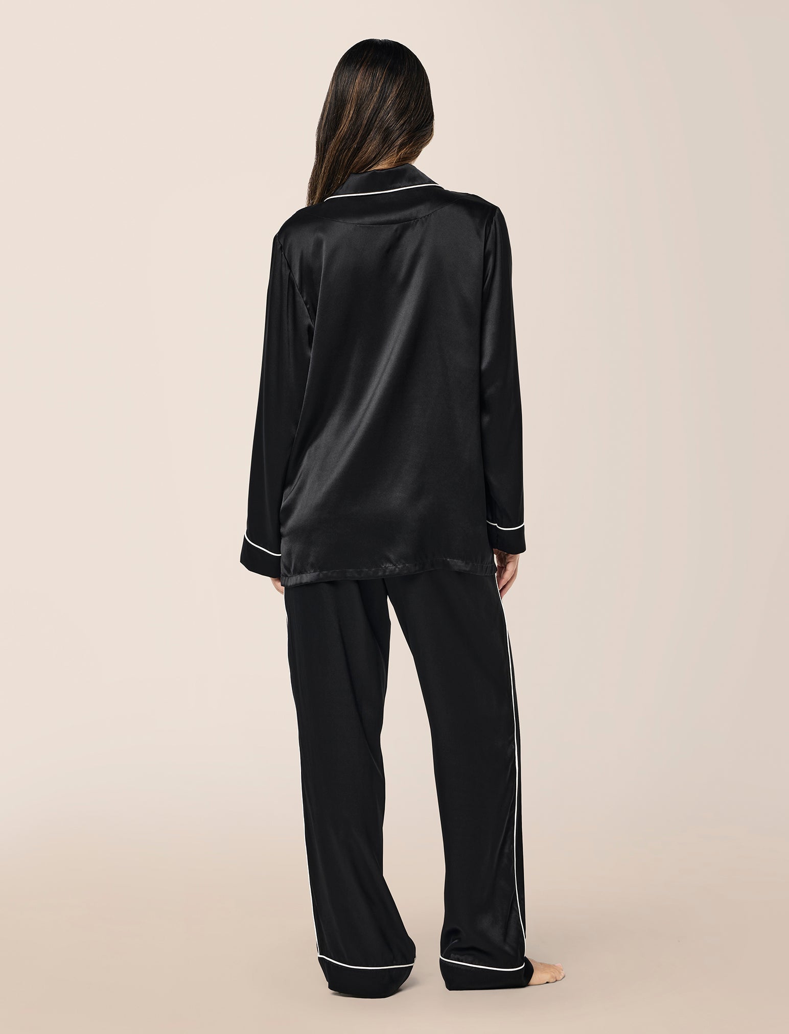 Sylvie Silk Piped Full Length PJ Set