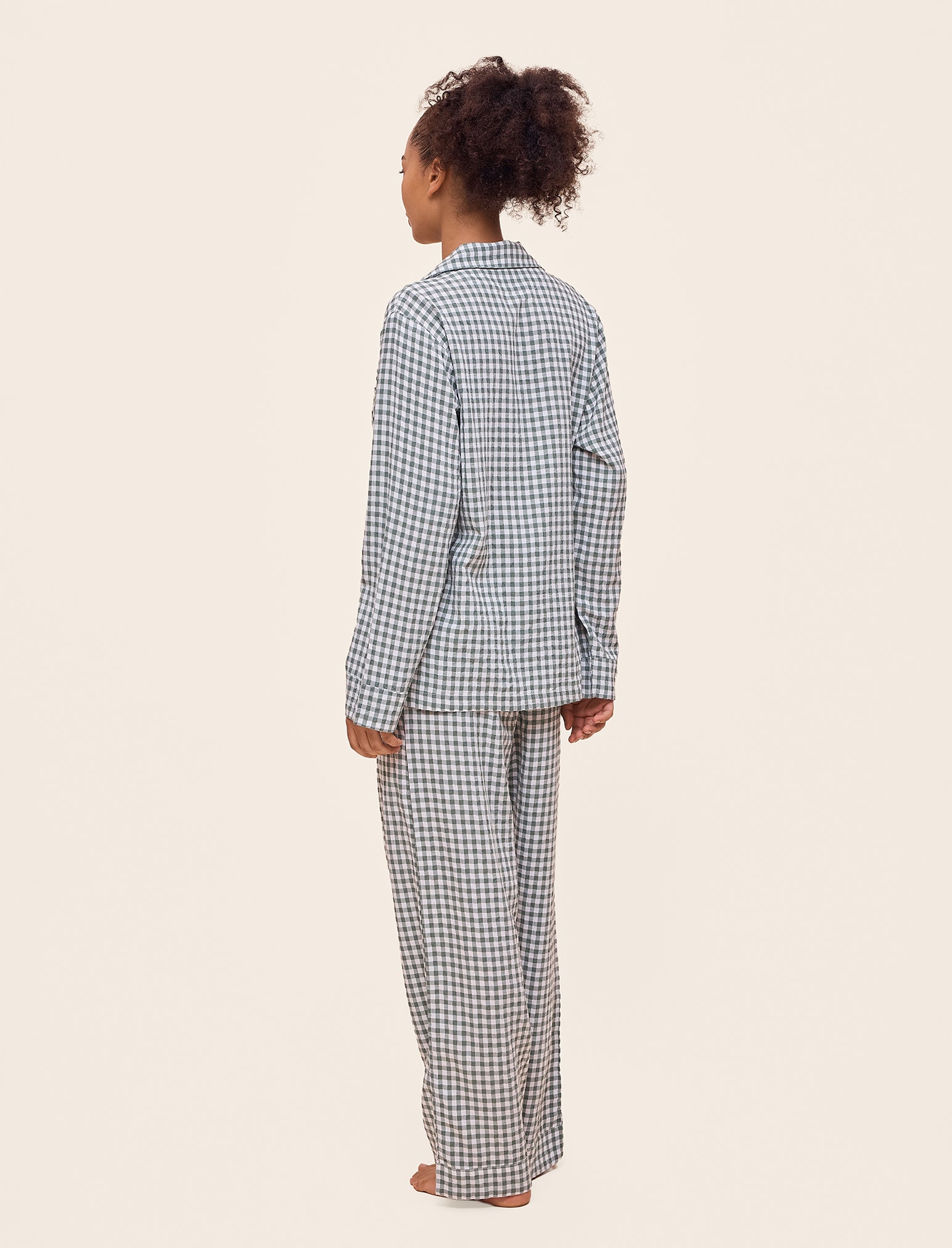 Seersucker Gingham Full Length PJ Set
