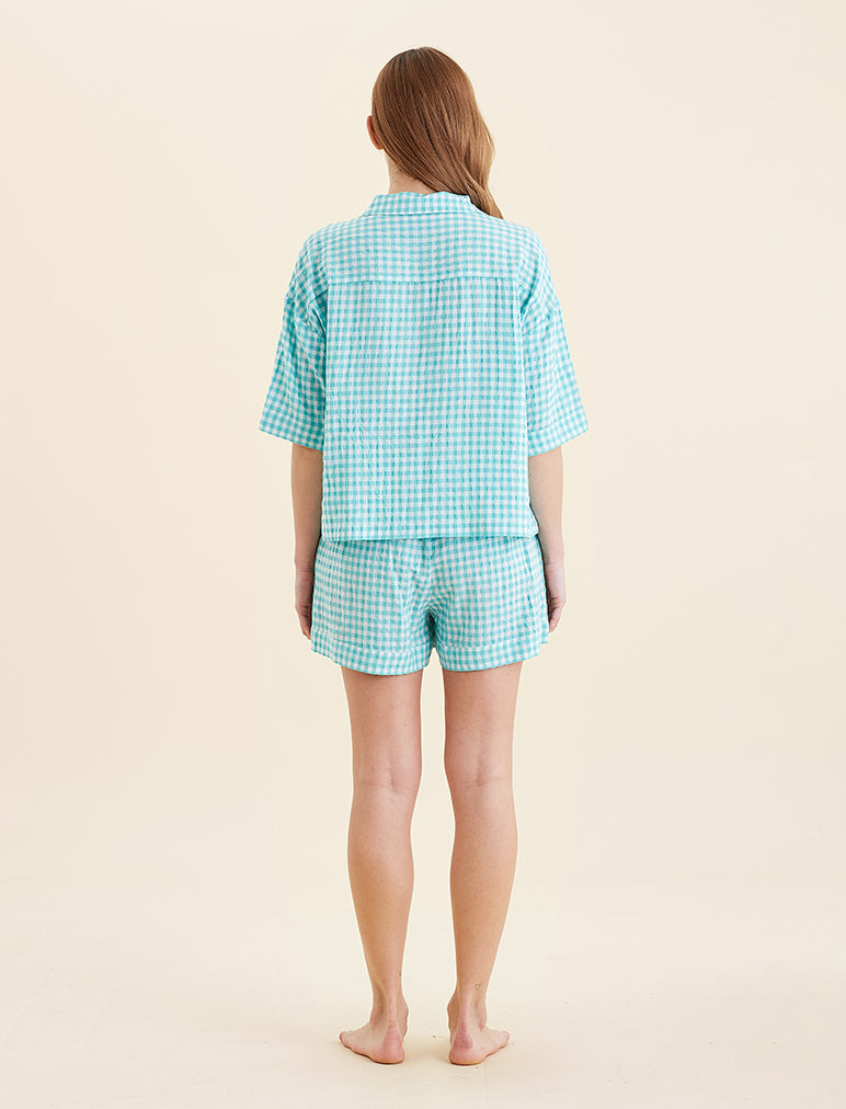 Seersucker Gingham Boxer PJ Set