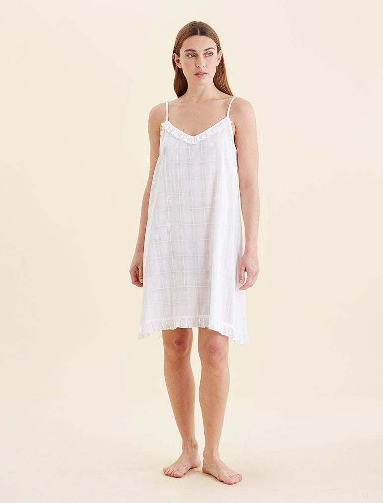 Ivy Organic Cotton Frill Strappy Nightgown