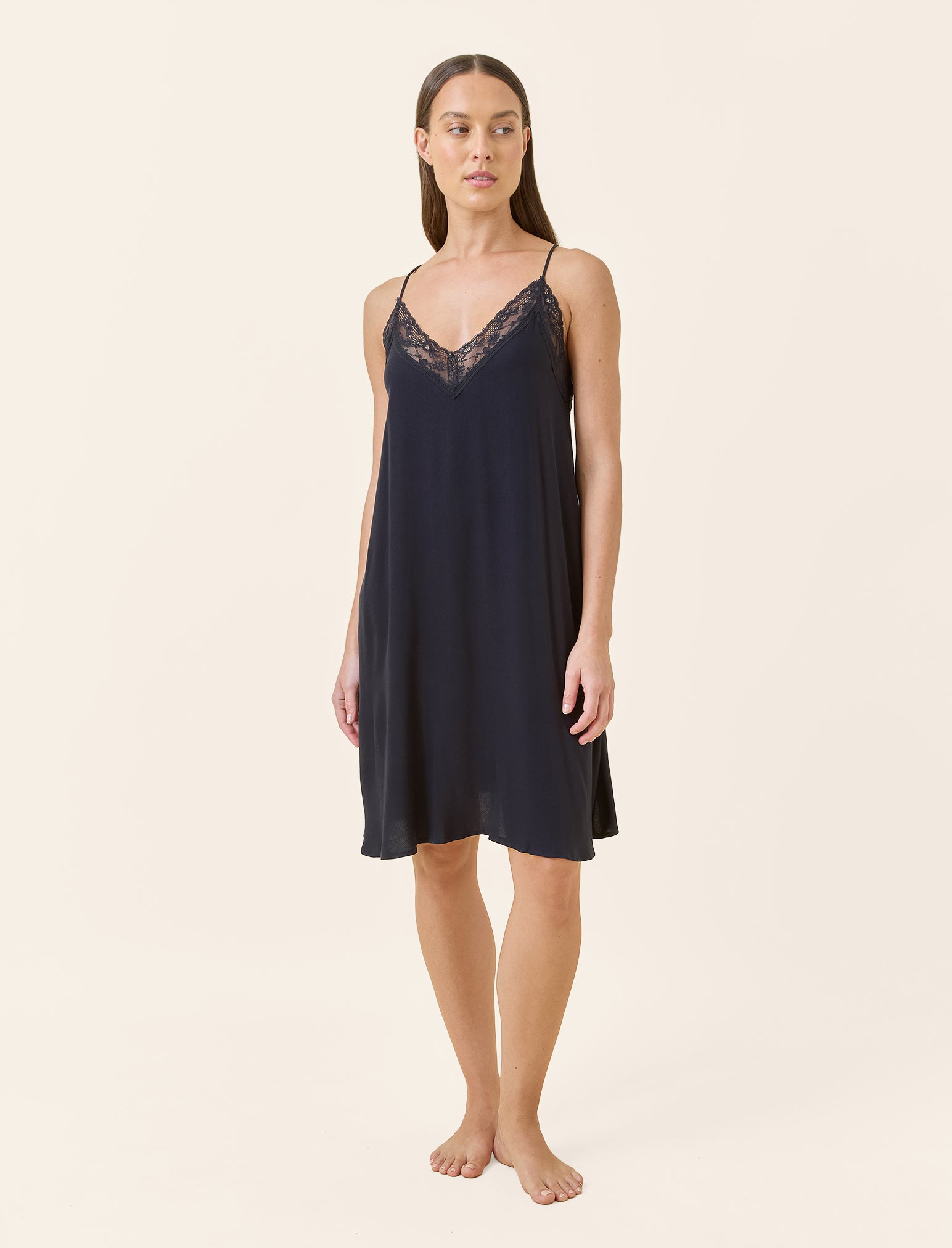 Talia Lace Front Midi Nightgown