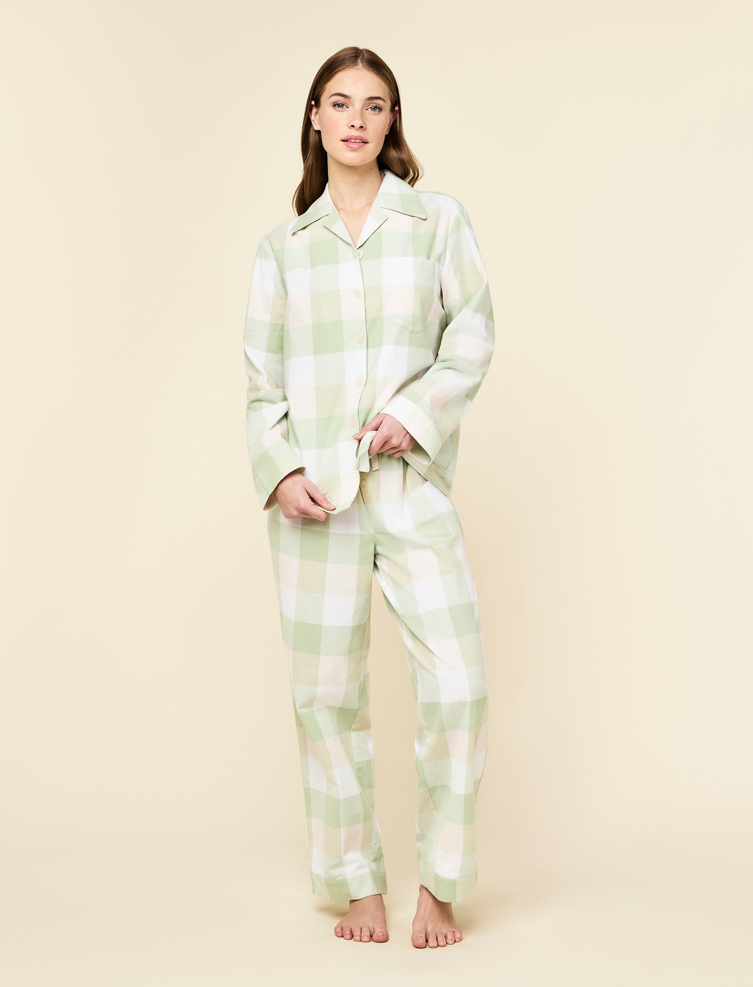 Organic Cotton Plaid Full Length PJ Set