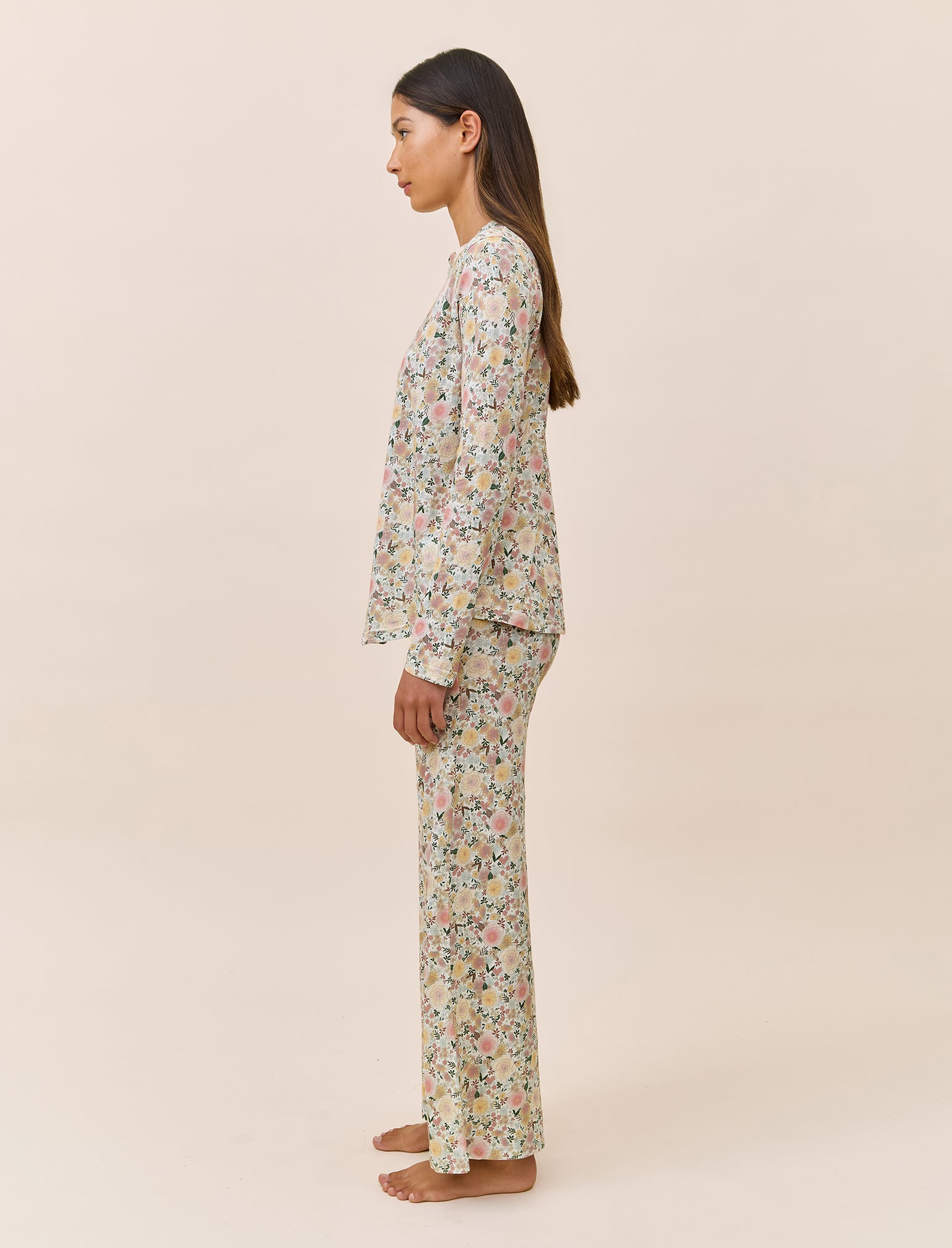 Meribel Organic Cotton Knit Long Sleeve Tee and Wide Leg Pant Set