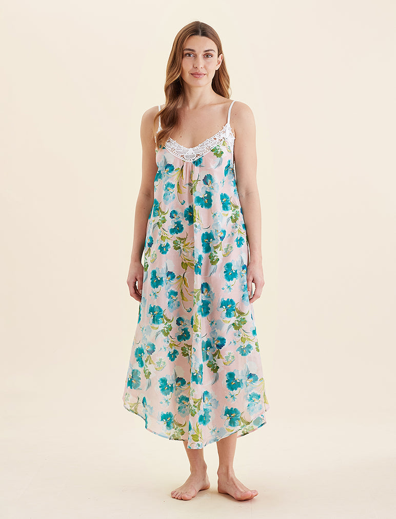Audrey Floral Lace Front Maxi Nightie