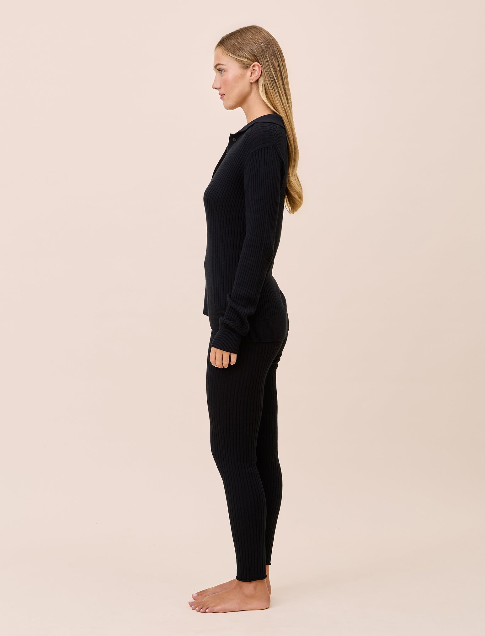Colette Cosy Cotton Silk Rib Long Sleeve Top & Legging Set