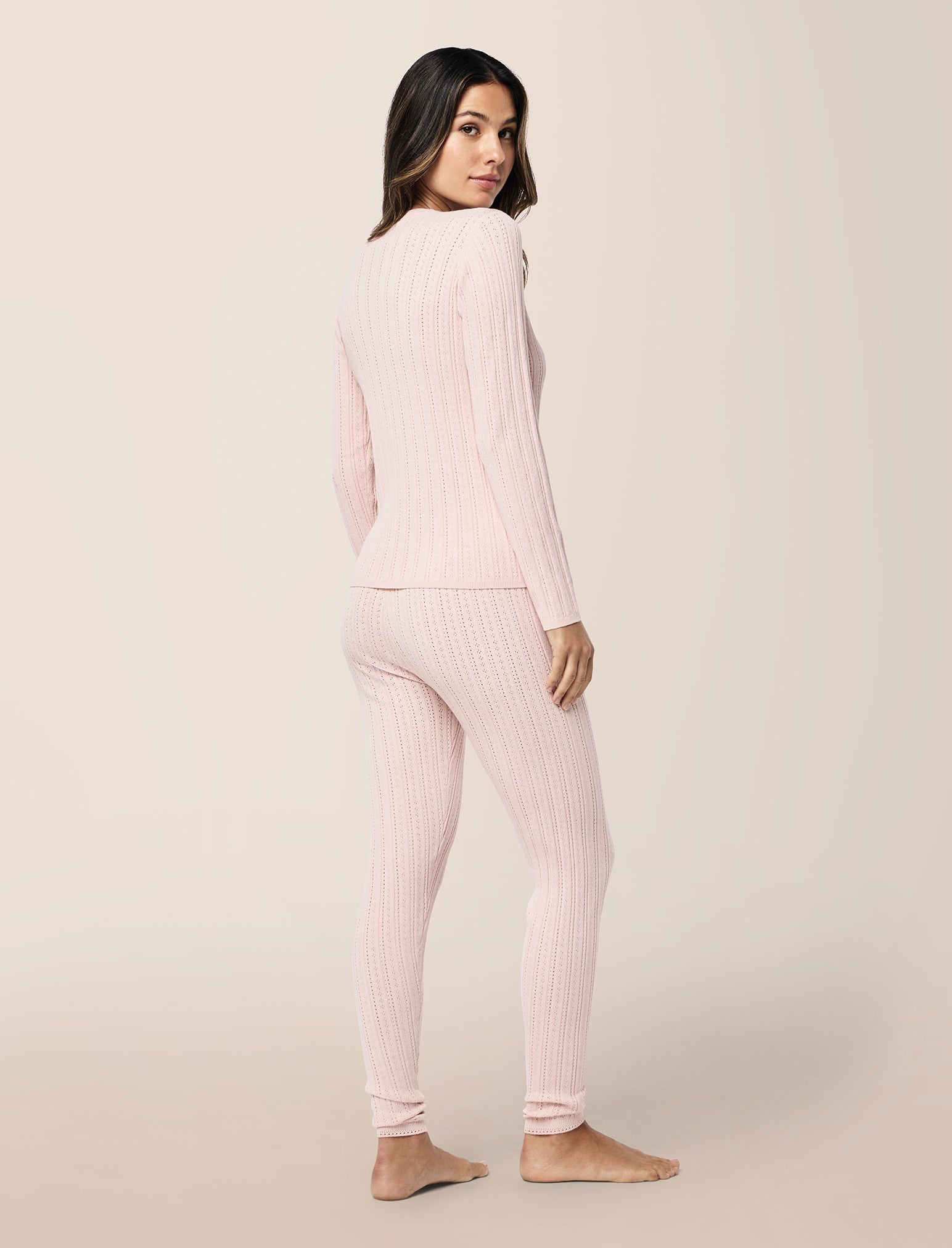 Olivia Cable Pointelle Full Length PJ Set
