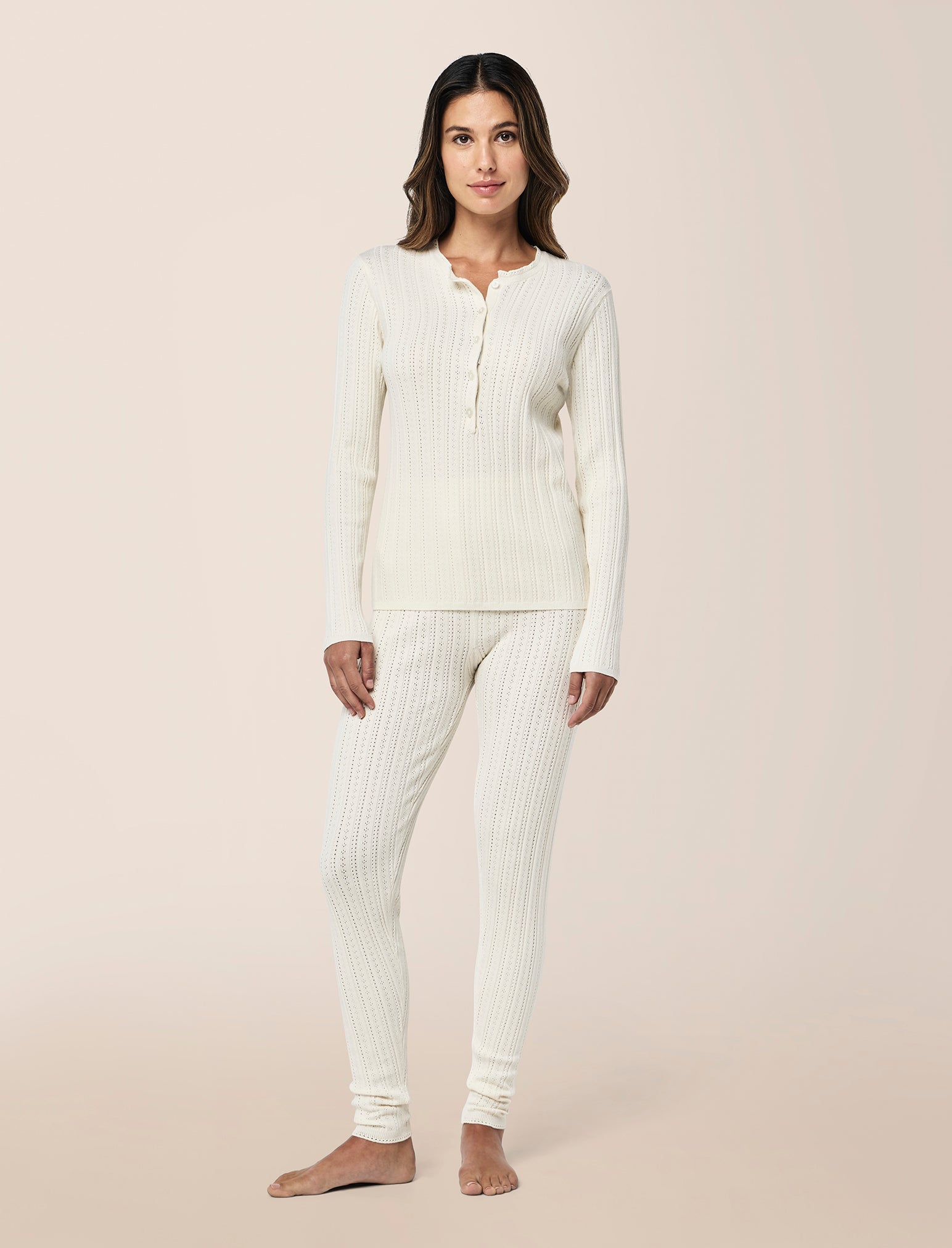 Olivia Cable Pointelle Full Length PJ Set