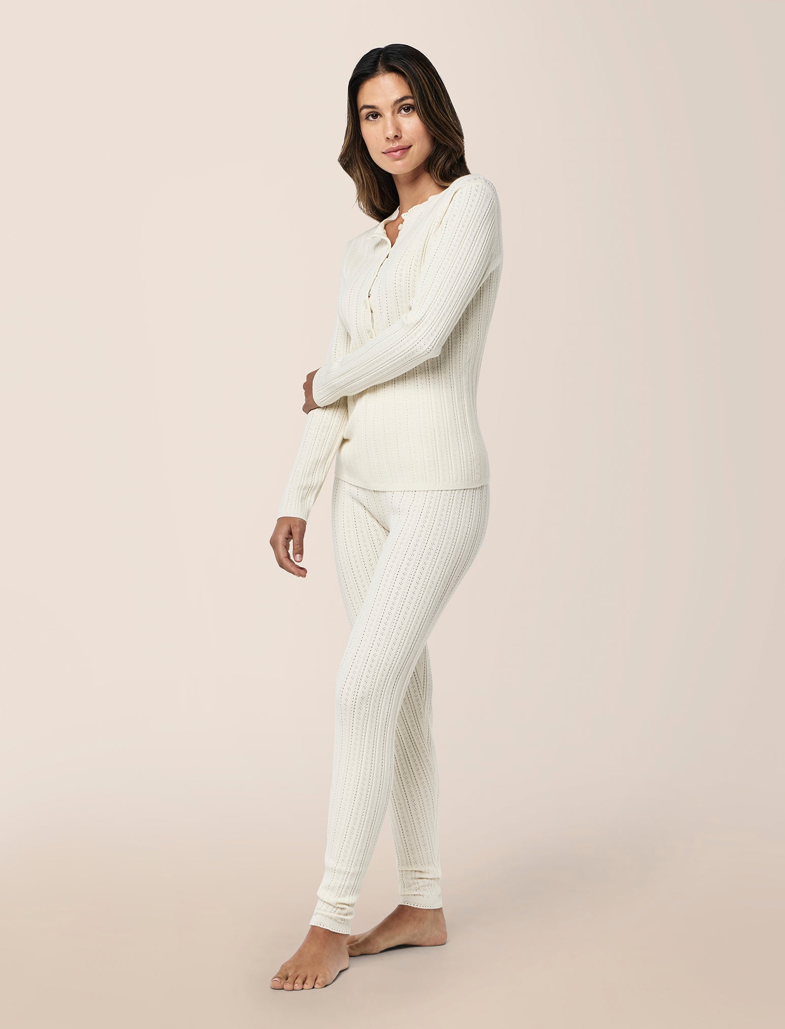 Olivia Cable Pointelle Full Length PJ Set