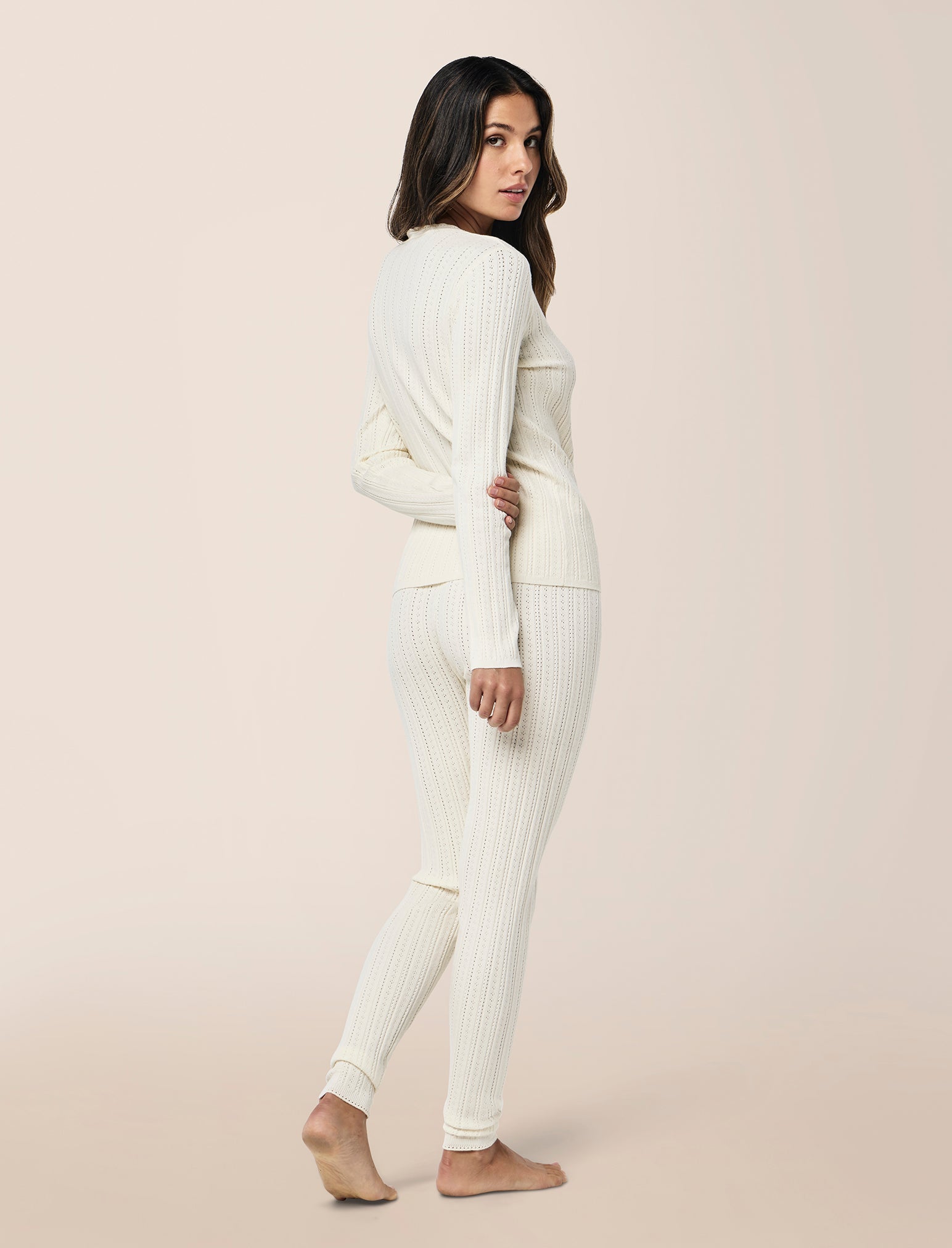Olivia Cable Pointelle Full Length PJ Set
