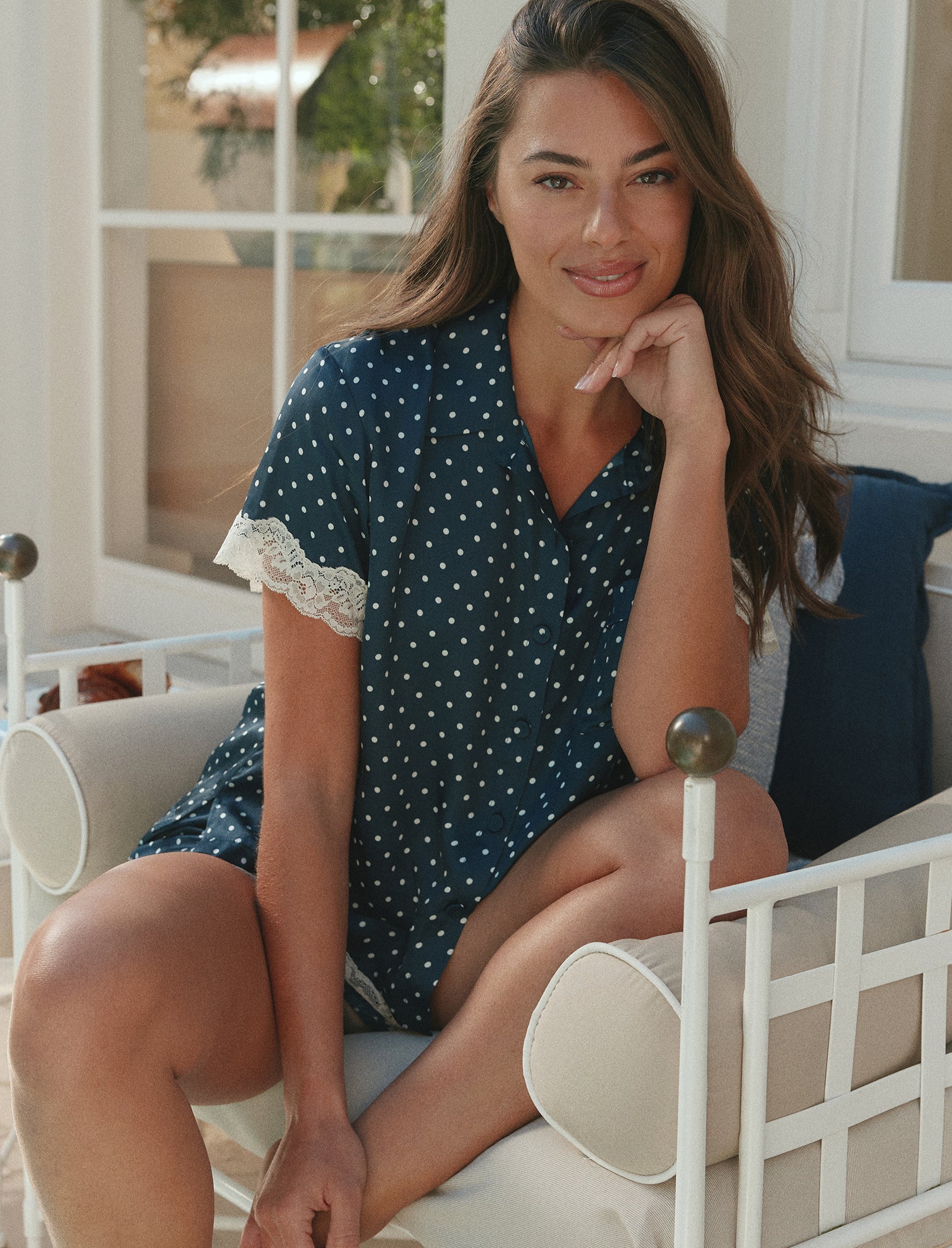 Annabelle Satin Lace Boxer PJ Set