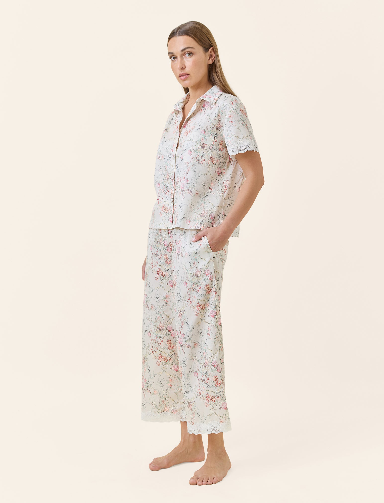 Yolly Lace Crop PJ Set