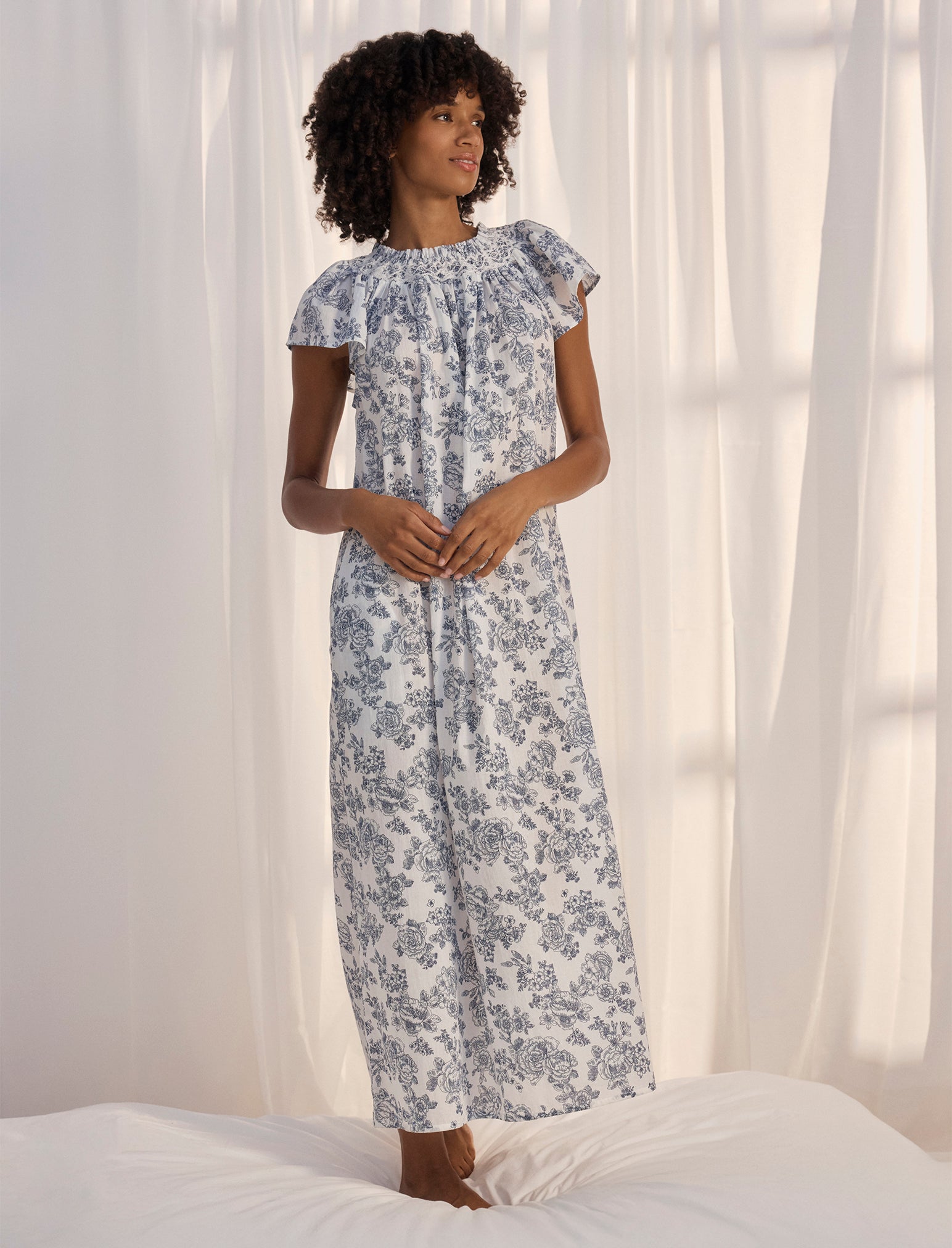 Nostalgia Shirred Neck Maxi Nightgown