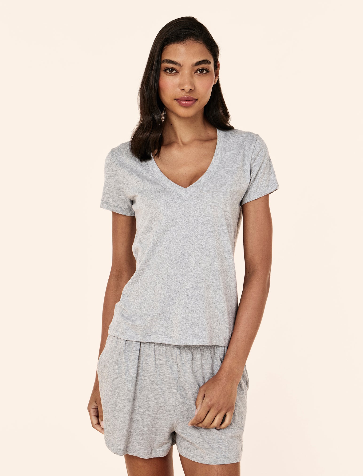 Jada Organic Cotton Knit V Neck Tee