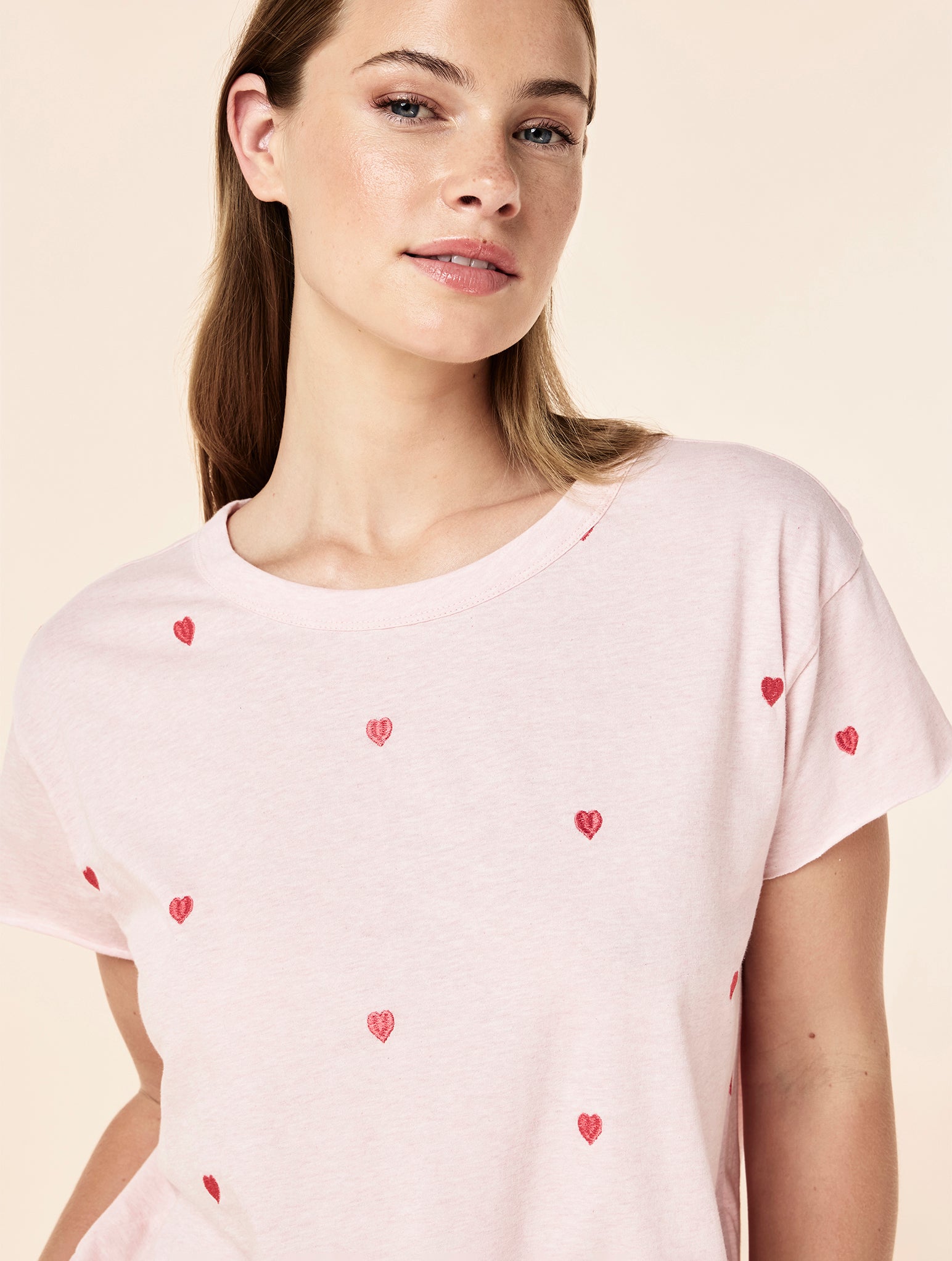 Jada Hearts Cotton Boxy Tee and Straight Leg Pant Set