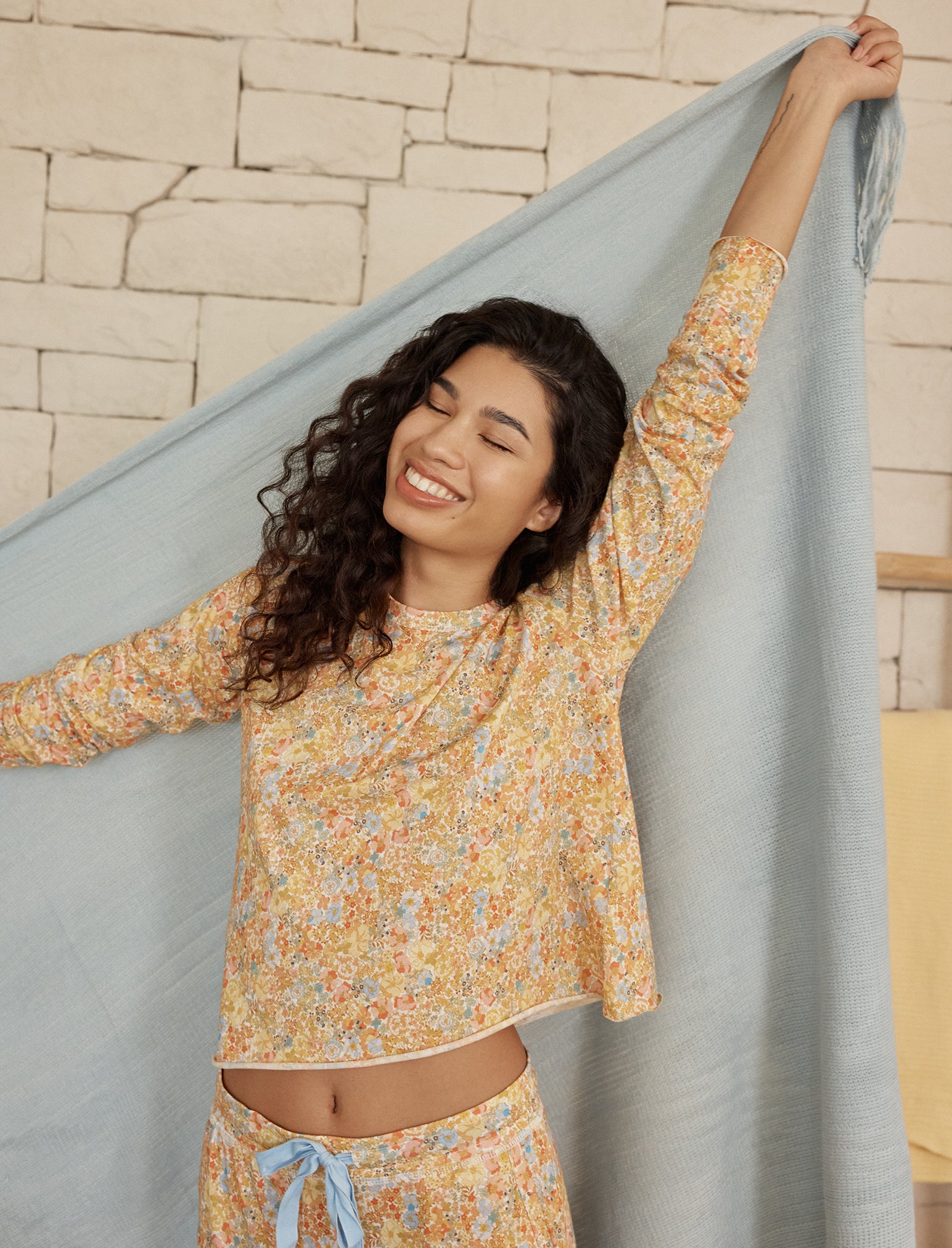 Carly Organic Knit Boxy Long Sleeve Tee & Full Length Pant Set