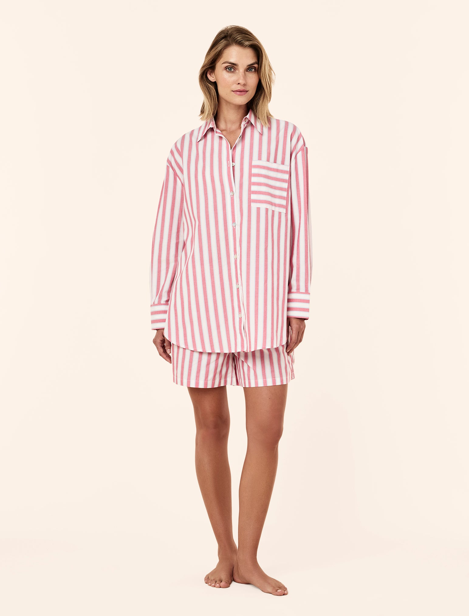 Cotton Stripe Shirting Boxer PJ Set
