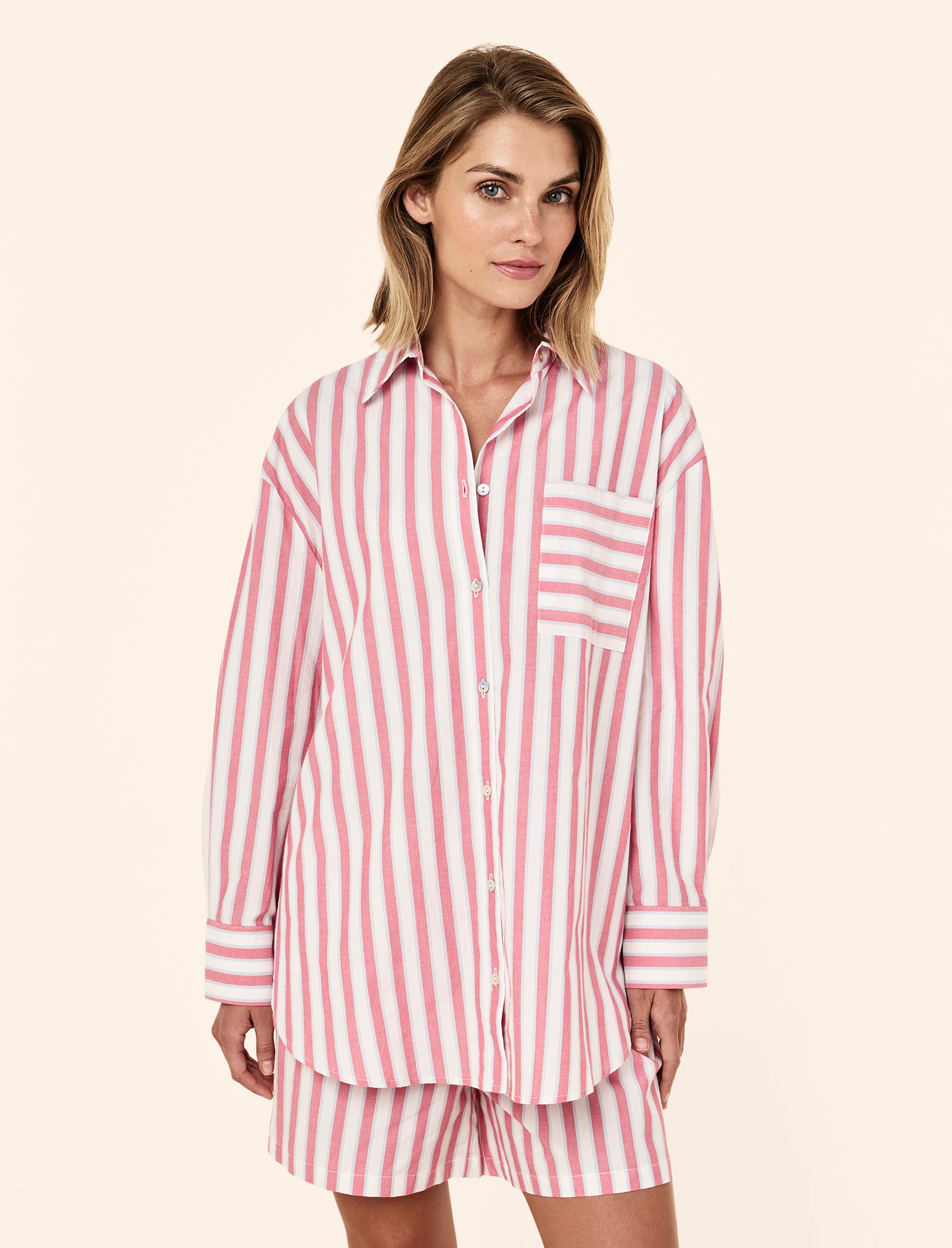 Cotton Stripe Shirting Boxer PJ Set