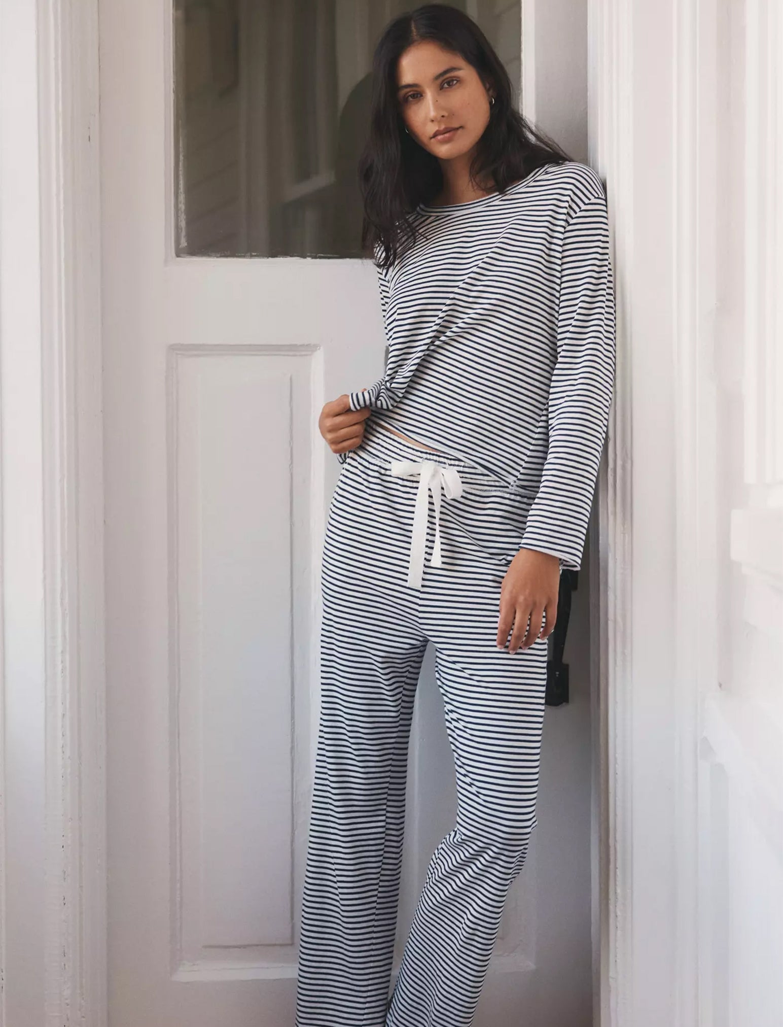 Jada Organic Cotton Boxy Long Sleeve Tee & Straight Leg Pant Set