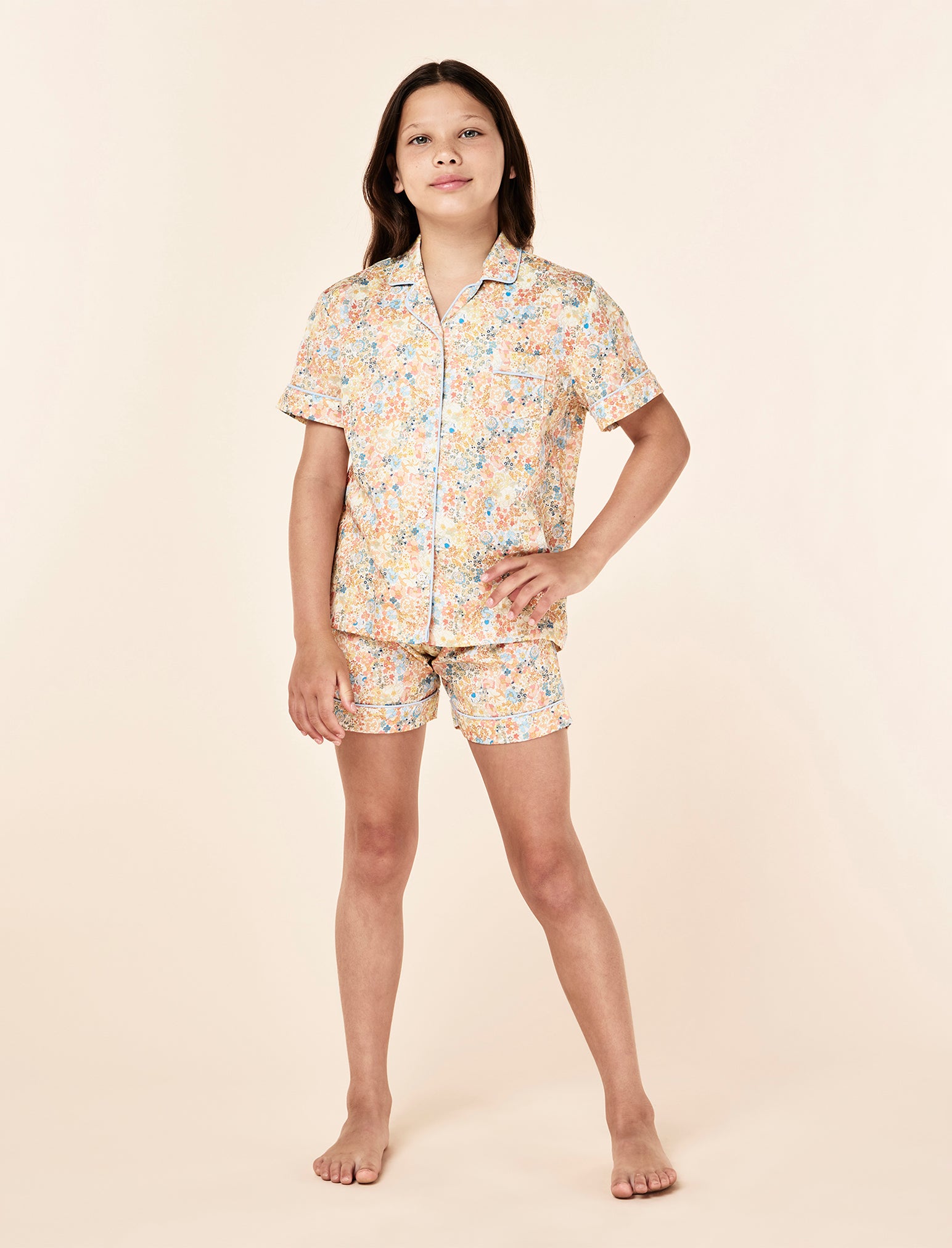 Kids Carly Floral Woven Boxer PJ Set