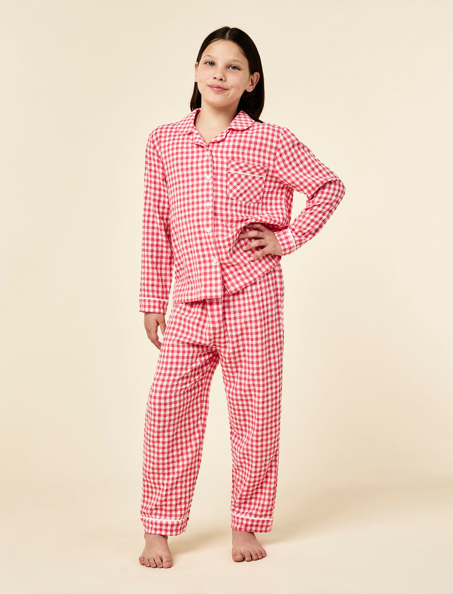 Kids Seersucker Full Length PJ Set