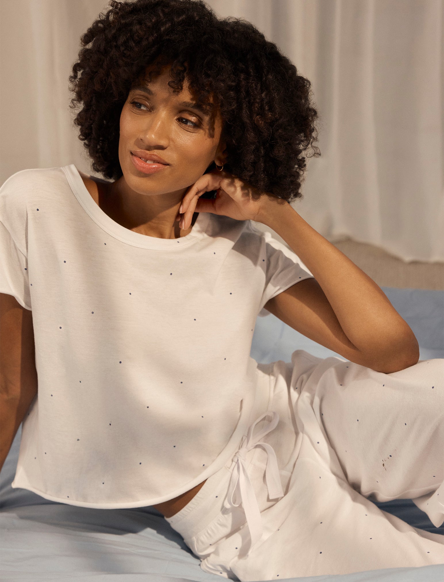 Jada Organic Cotton Knit Boxy Tee & Wide Leg Pant Set