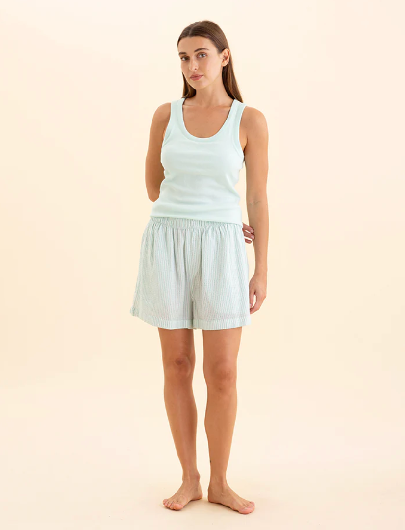 Sabine Seersucker Stripe Boyfriend Short