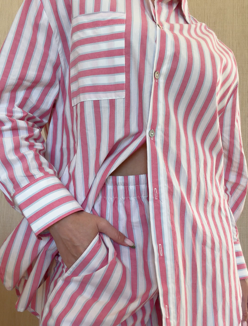 Cotton Stripe Shirting Boxer PJ Set