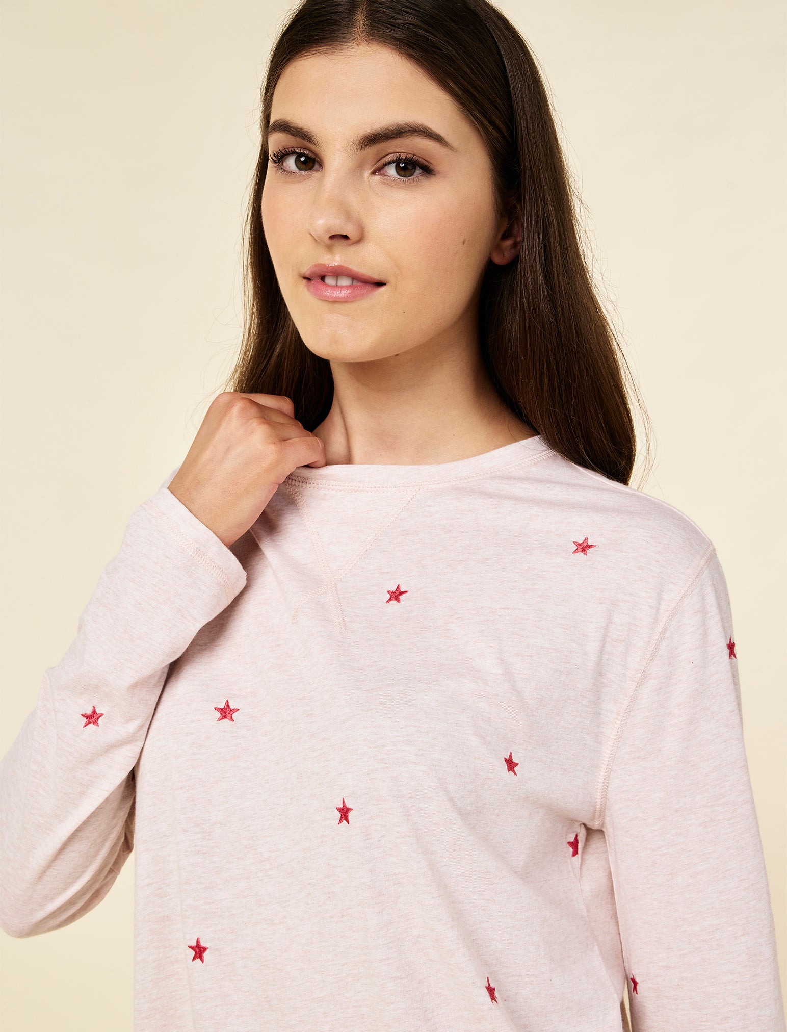 Jada Stars Cotton Long Sleeve Tee and Straight Leg Pant Set