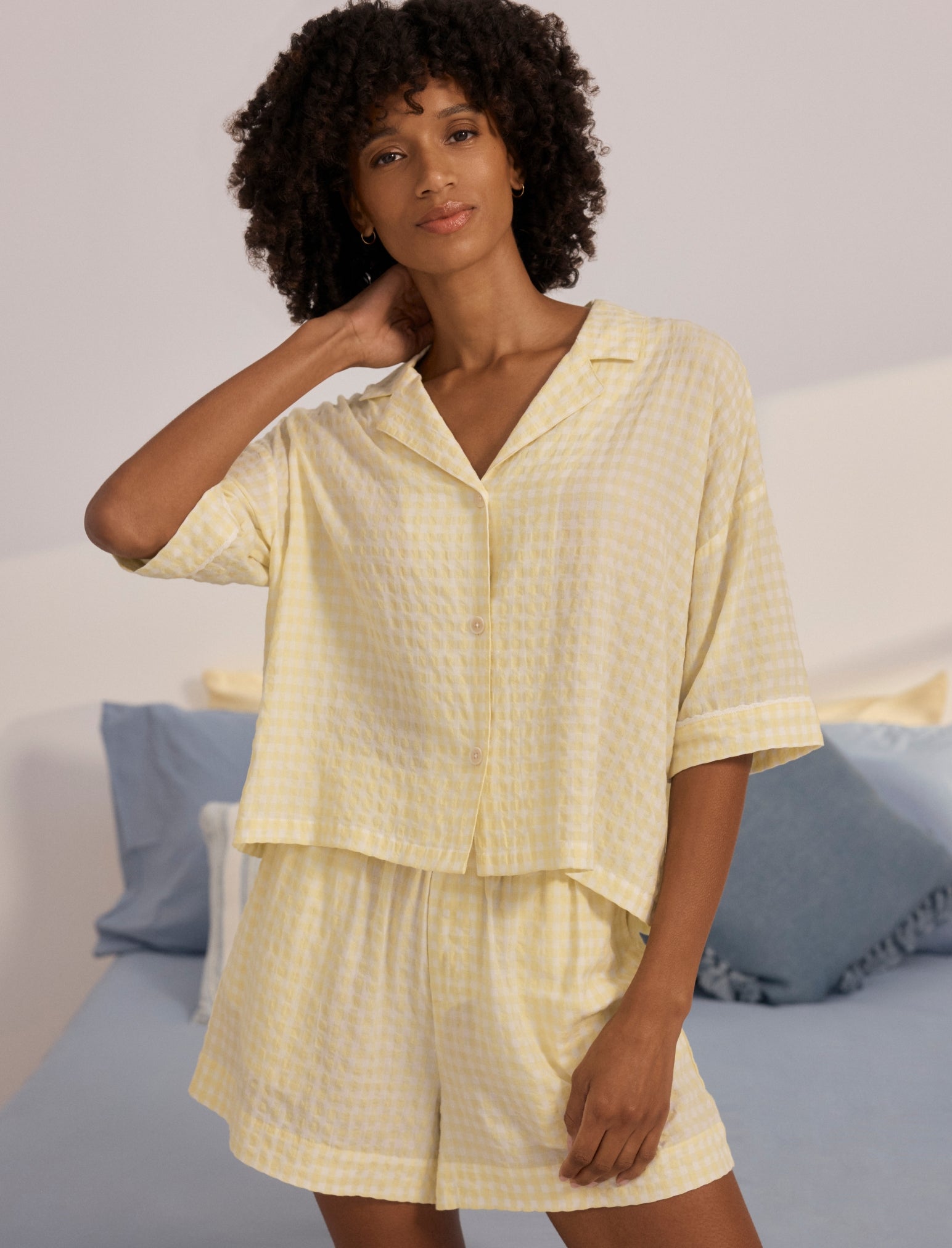 Seersucker Gingham Boxer PJ Set