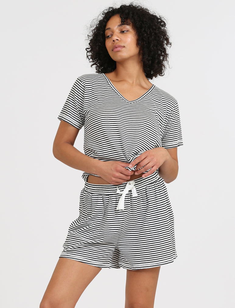 Jada Organic Cotton Knit V Neck Tee