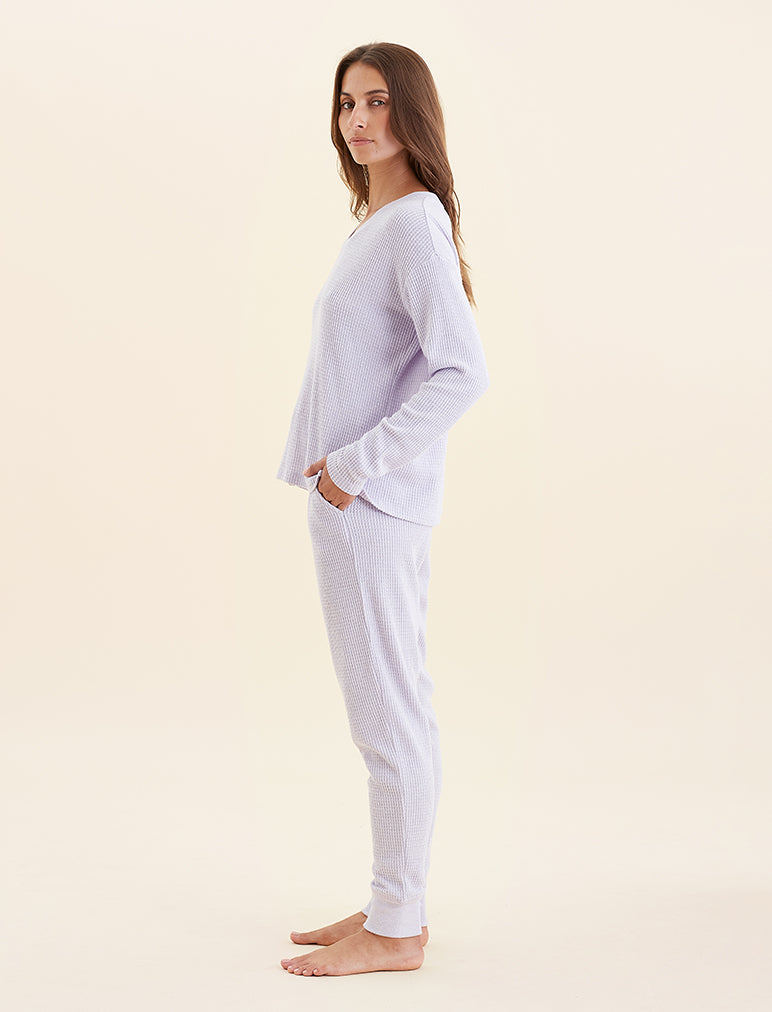 Super Soft Waffle V-Neck Top and Jogger Set