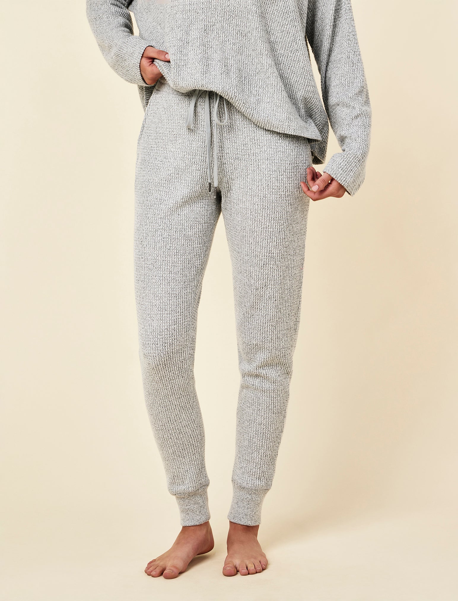Super Soft Waffle V-Neck Long Sleeve Top & Jogger Set
