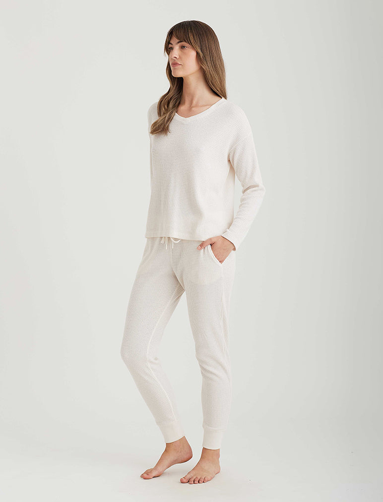 Super Soft Waffle V-Neck Long Sleeve Top