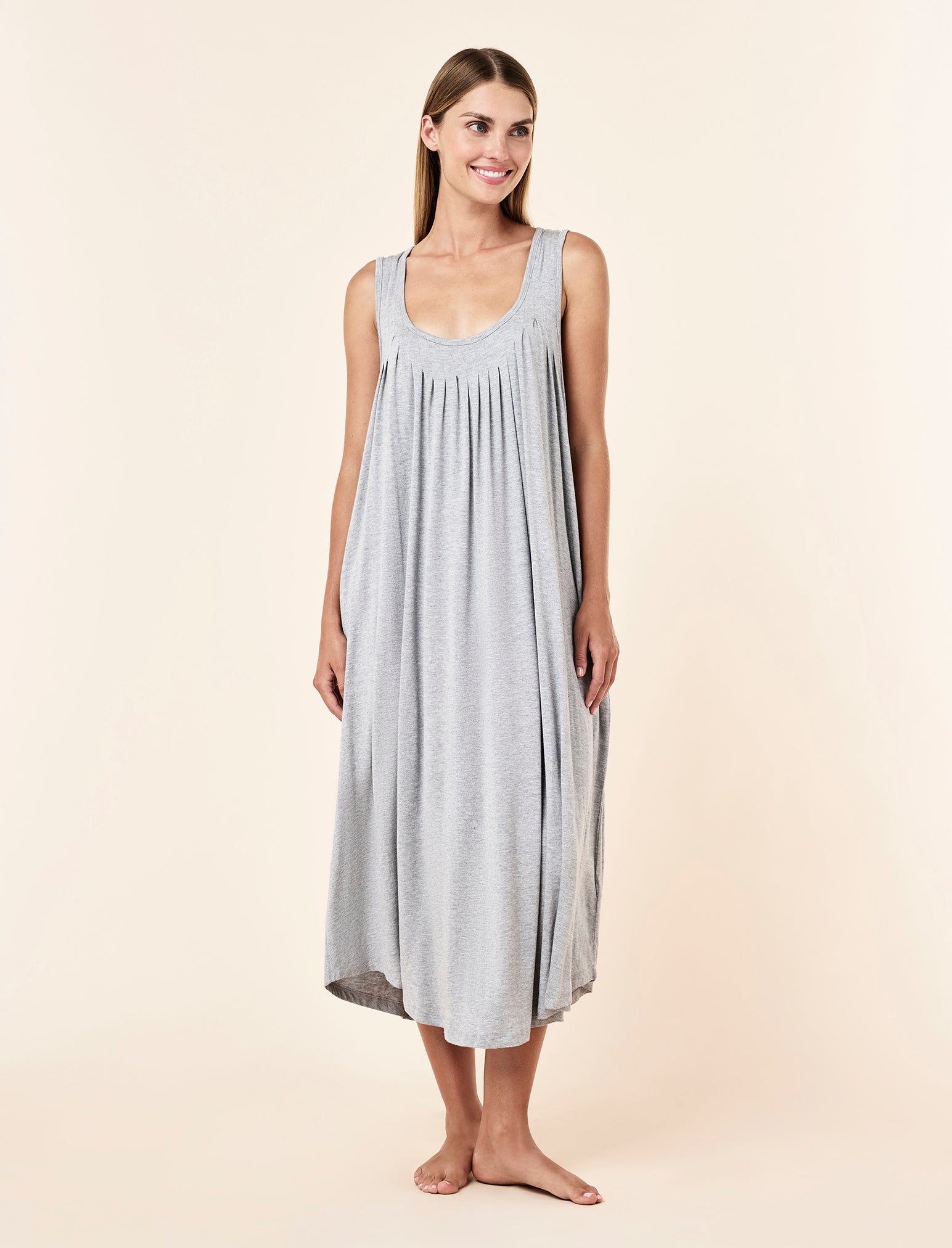 Kate Modal Soft Pleat Front Maxi Nightgown