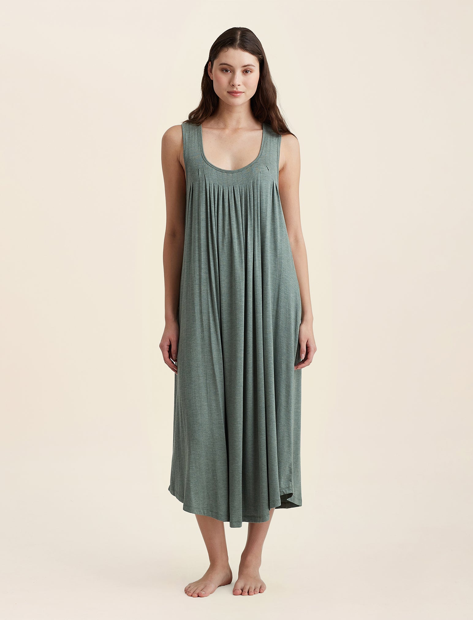 Kate Modal Soft Pleat Front Maxi Nightgown