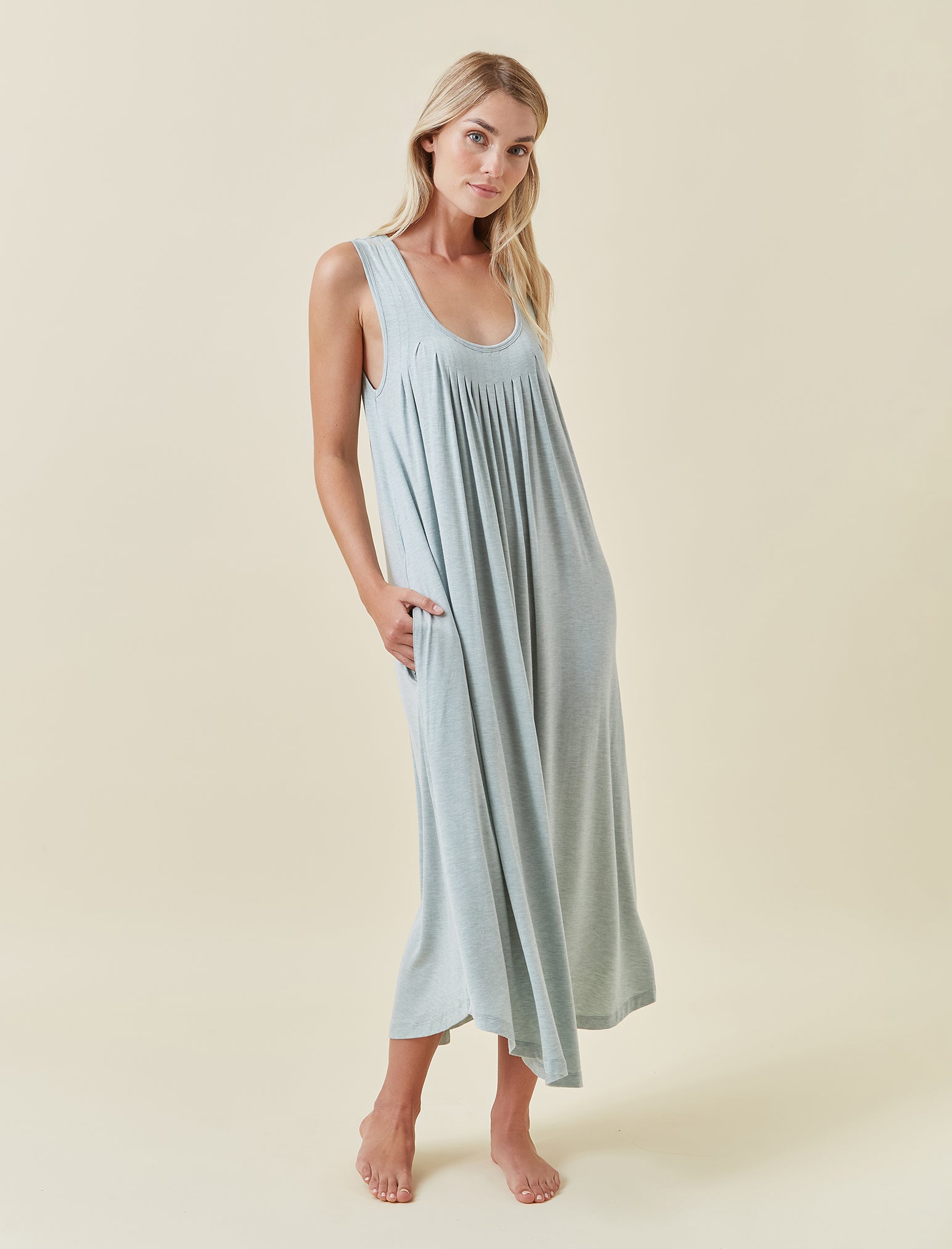 Kate Modal Soft Pleat Front Maxi Nightgown