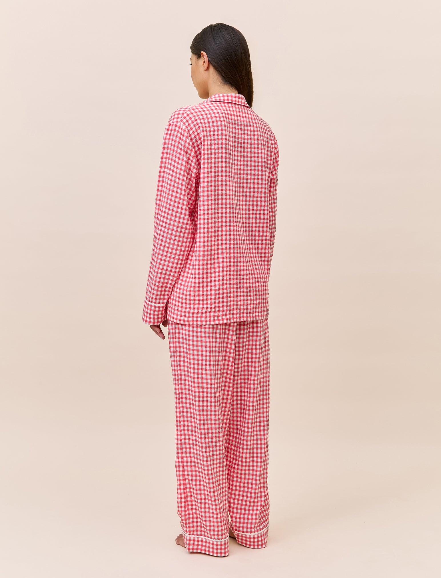Seersucker Gingham Full Length PJ Set