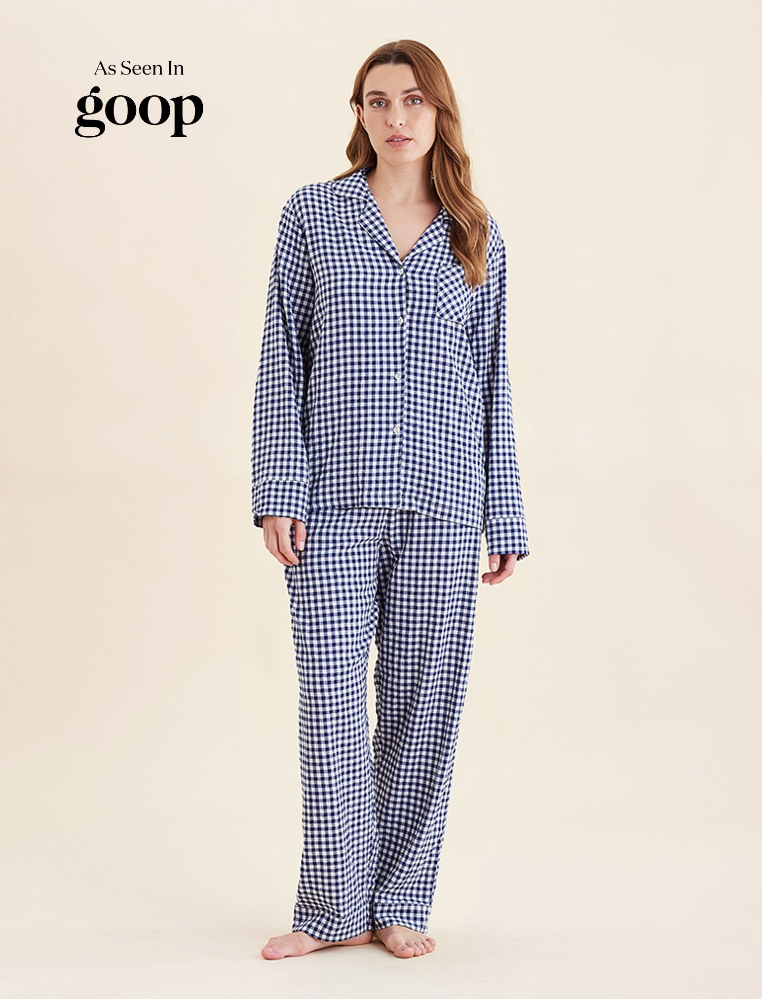 Seersucker Gingham Full Length PJ Set