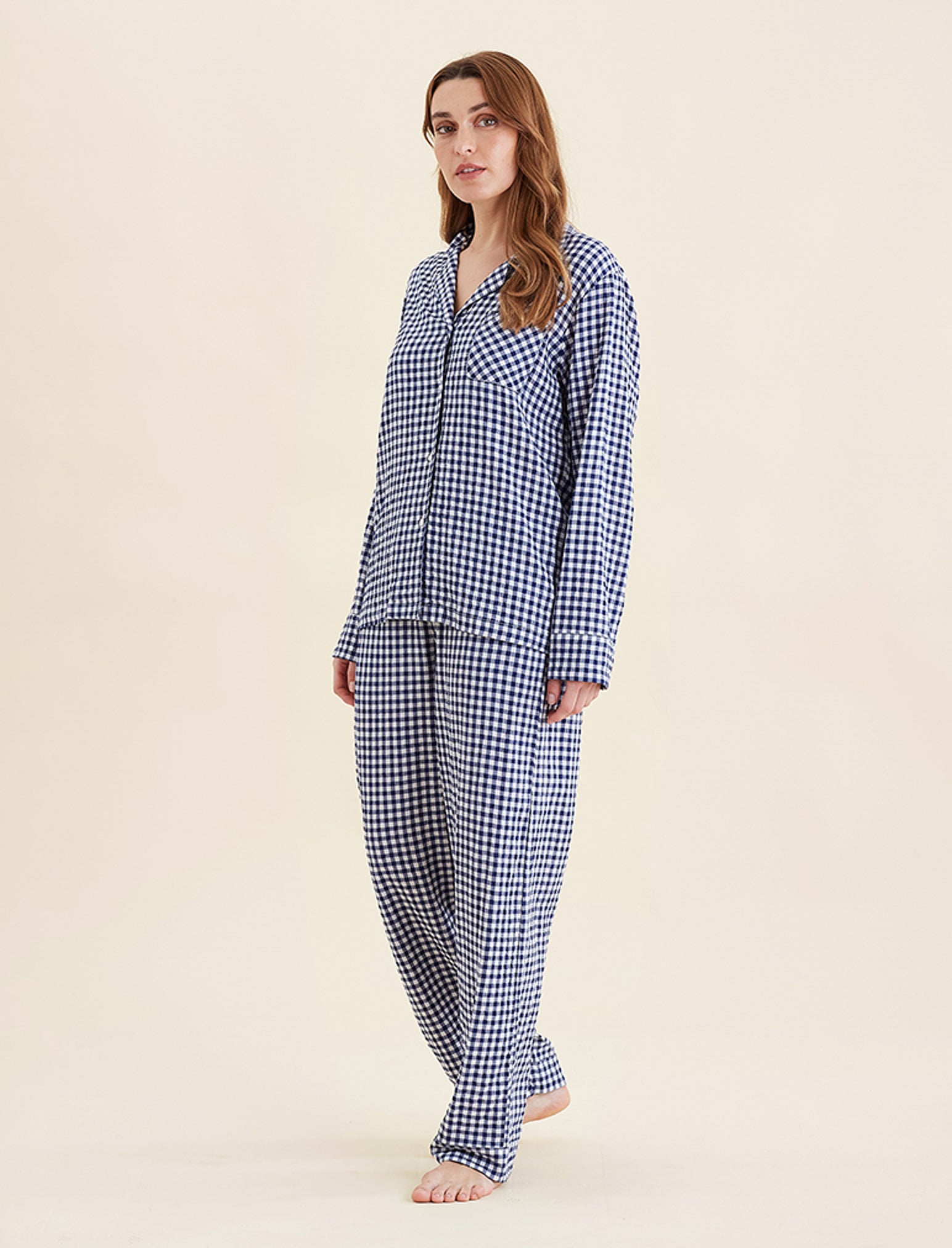 Seersucker Gingham Full Length PJ Set