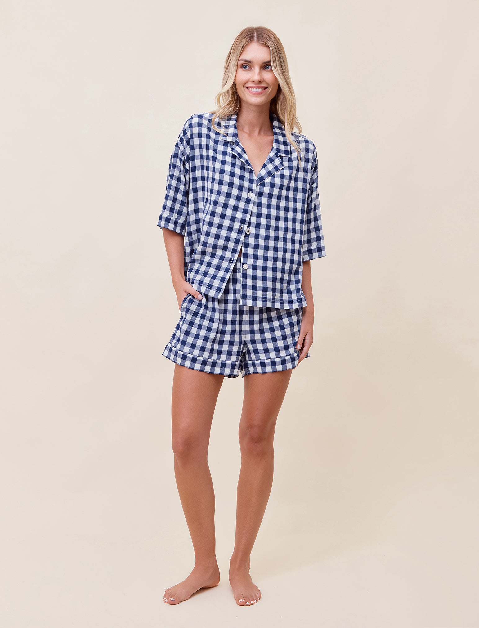 Seersucker Gingham Boxer PJ Set