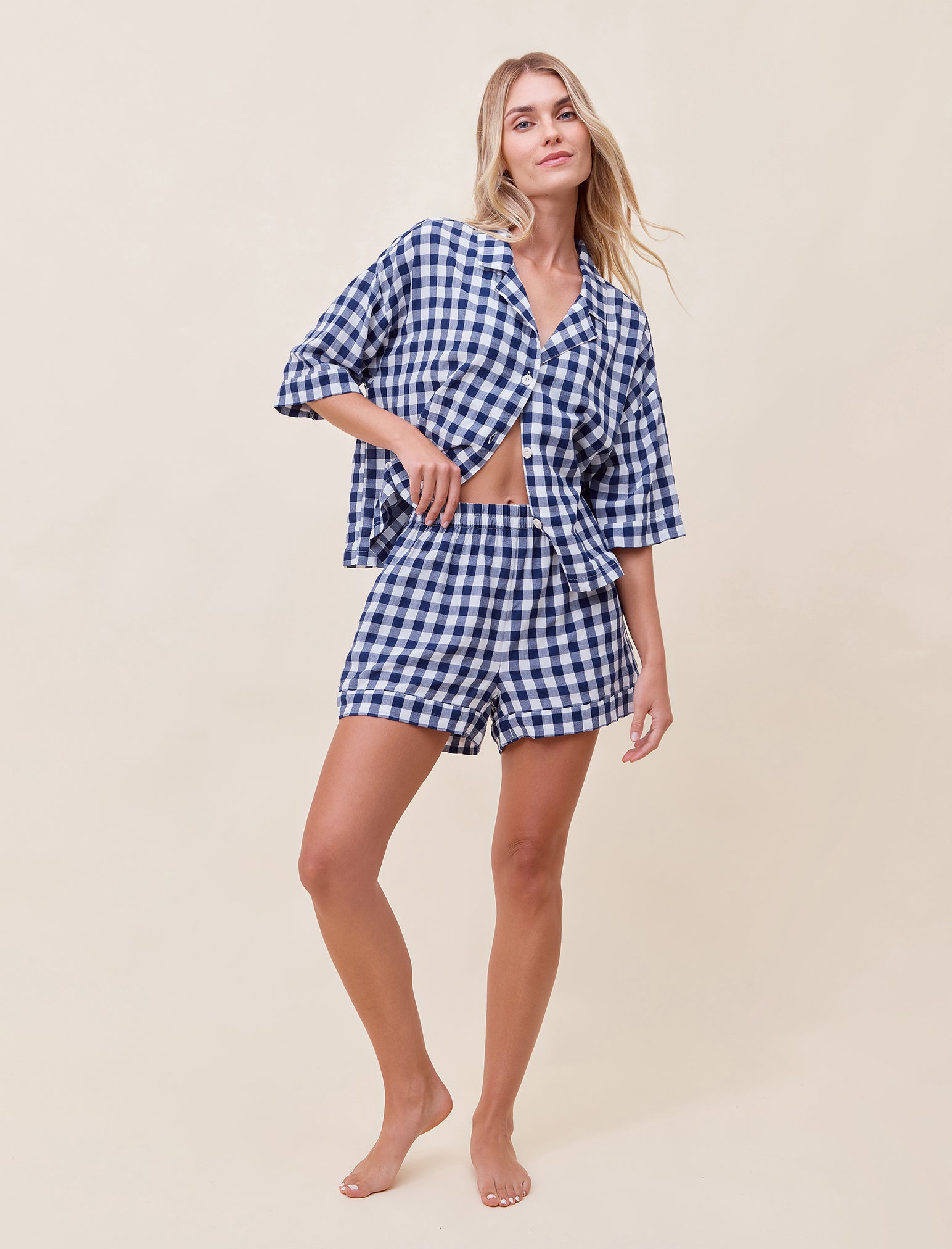 Seersucker Gingham Boxer PJ Set