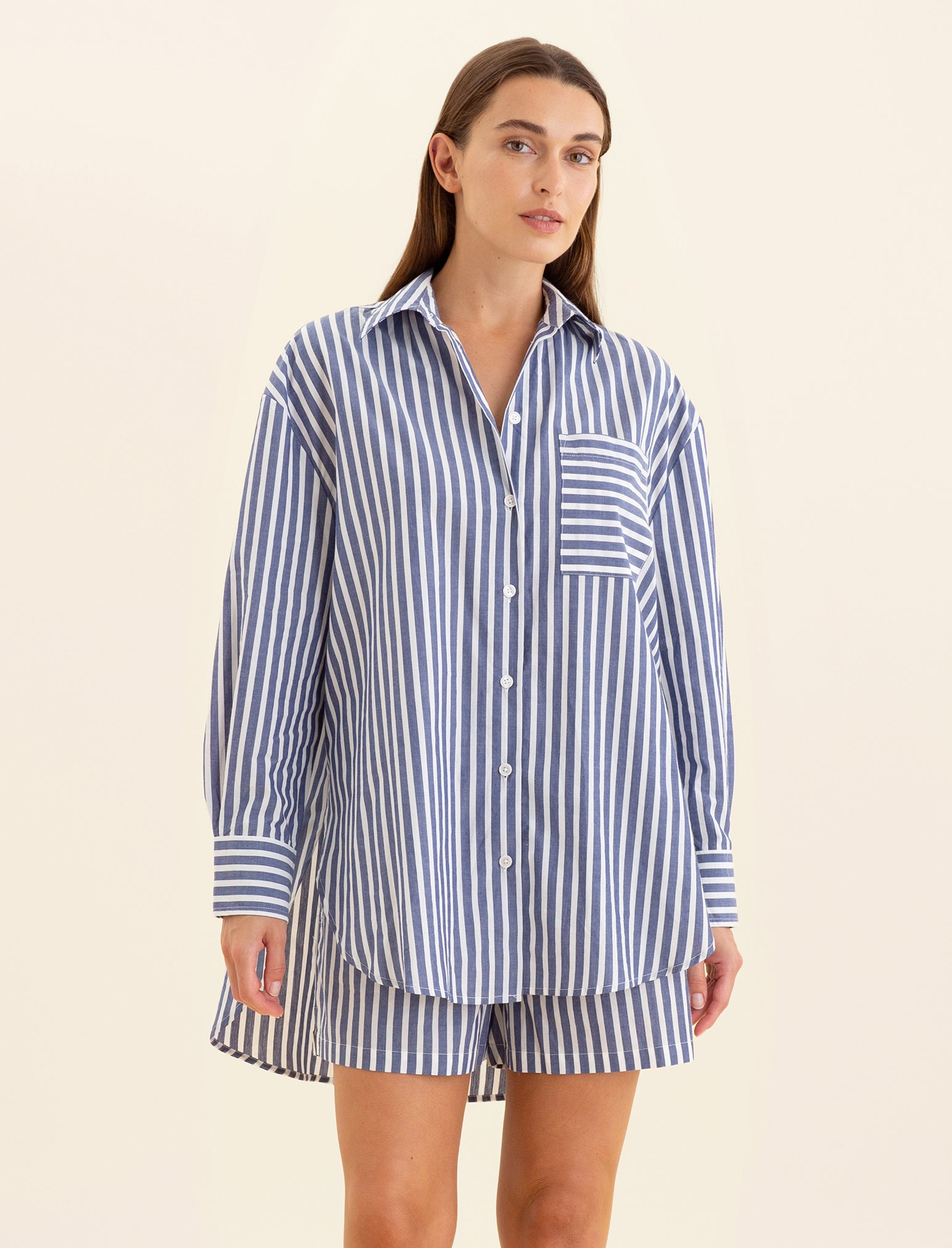 Cotton Stripe Shirting Boxer PJ Set