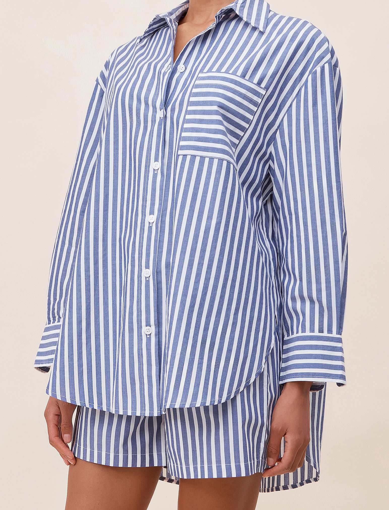 Cotton Stripe Shirting Boxer PJ Set