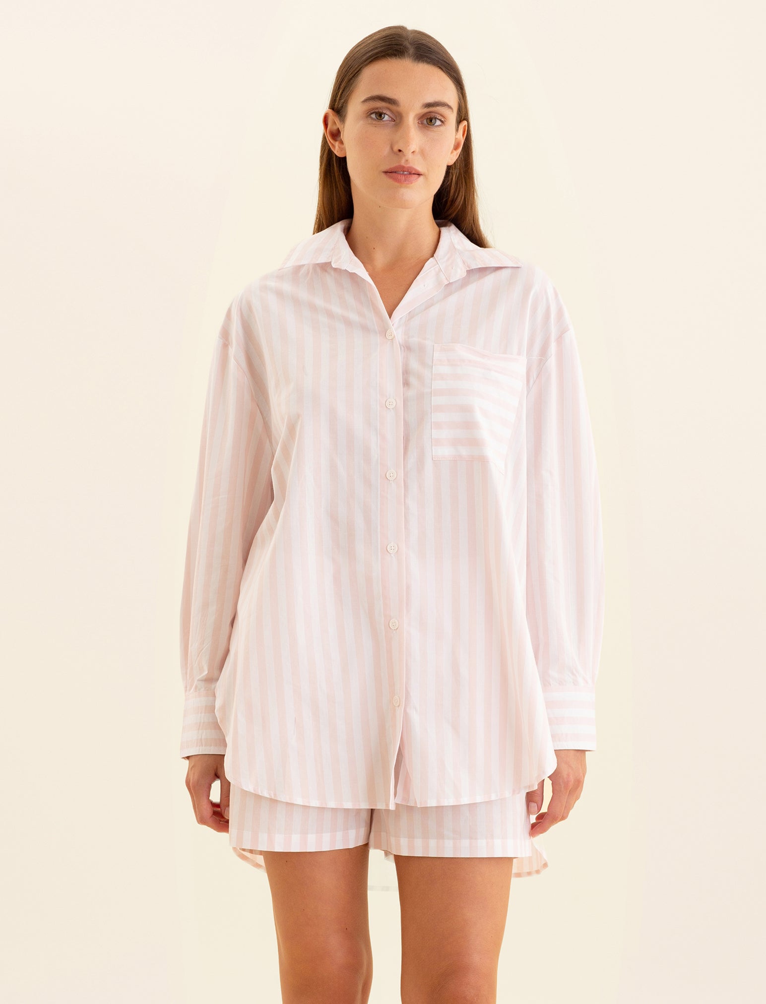 Cotton Stripe Shirting Boxer PJ Set