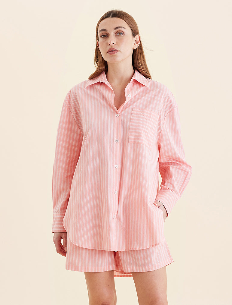 Double Stripe Shirting Boxer PJ Set
