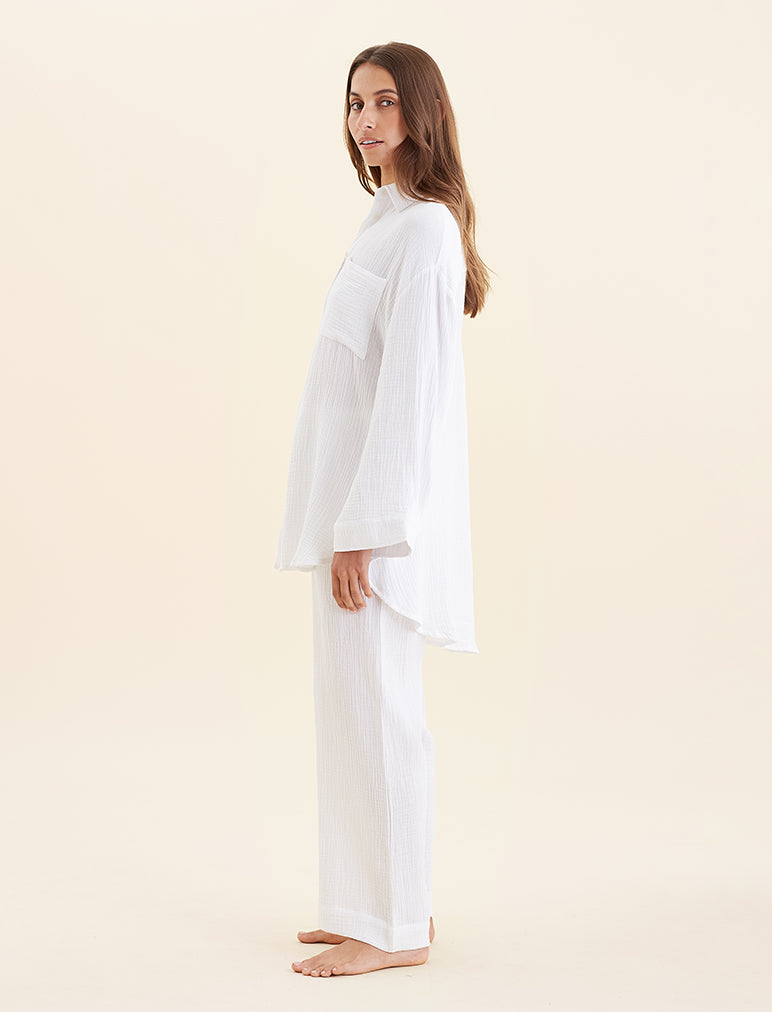 Ashley Textured Cotton Oversized Shirt