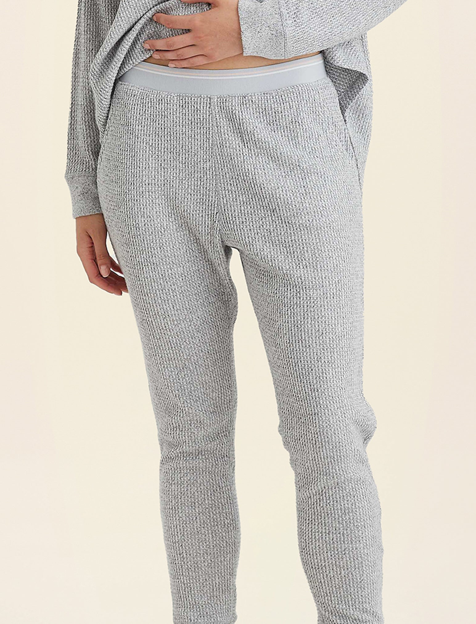 Super Soft Waffle Relaxed Top and Exposed Elastic Jogger Set