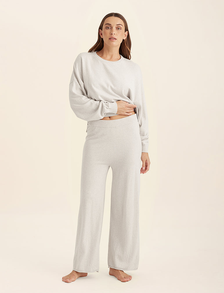 Cotton Cashmere Straight Leg Pant