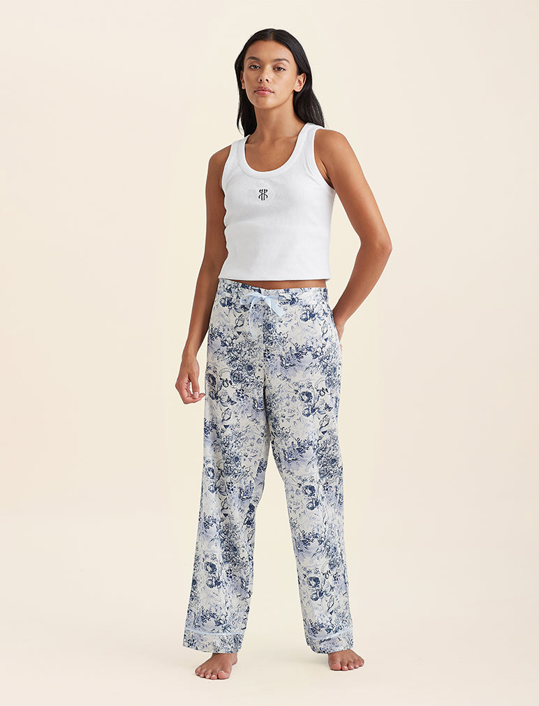 Toile De Jouy Straight Leg Full Length Pant